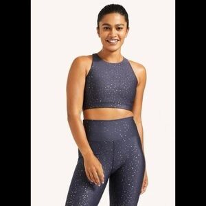 NWT Peloton Midnight Gray & Gold Sparkle Shimmer Sports Bra Size Small